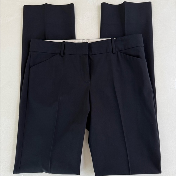 Theory Max C Black Low Rise Wool Blend Pleated Straight Leg Trousers 6 - Picture 1 of 4